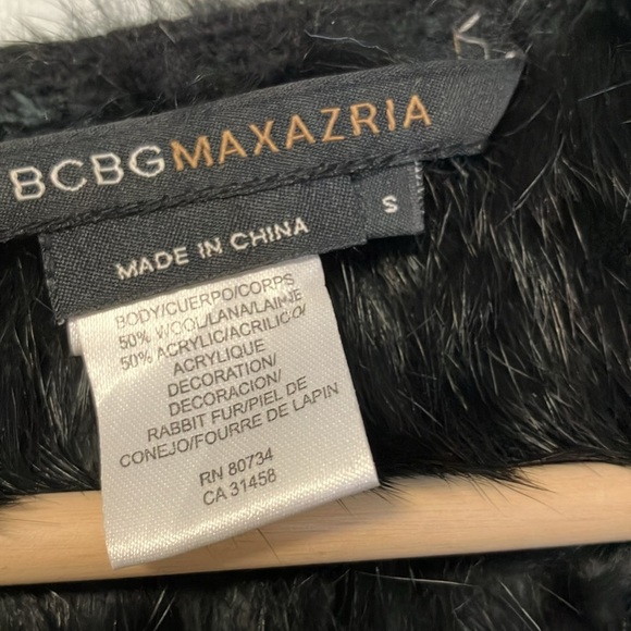 BCBGMaxAzria Black Rabbit Fur Wool Vest - Picture 4 of 5